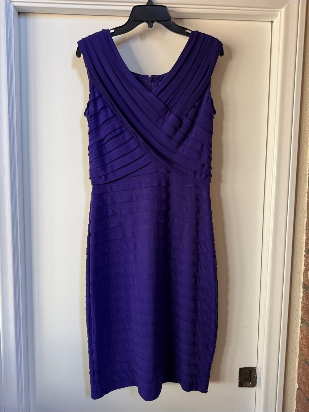 Adrianna Papell Purple Shutter Pleat Cocktail Dress Size 12 Wedding